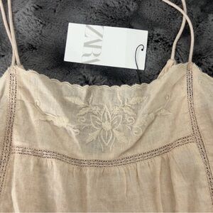 ZARA embroidered linen blend top 7200/006